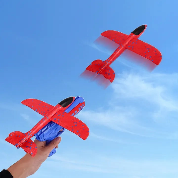 Airplane Toy Gun & Catapult – Model Foam Plane for Outdoor Play, Shooting & Throwing Glider, Ideal Birthday Gift for Boys.